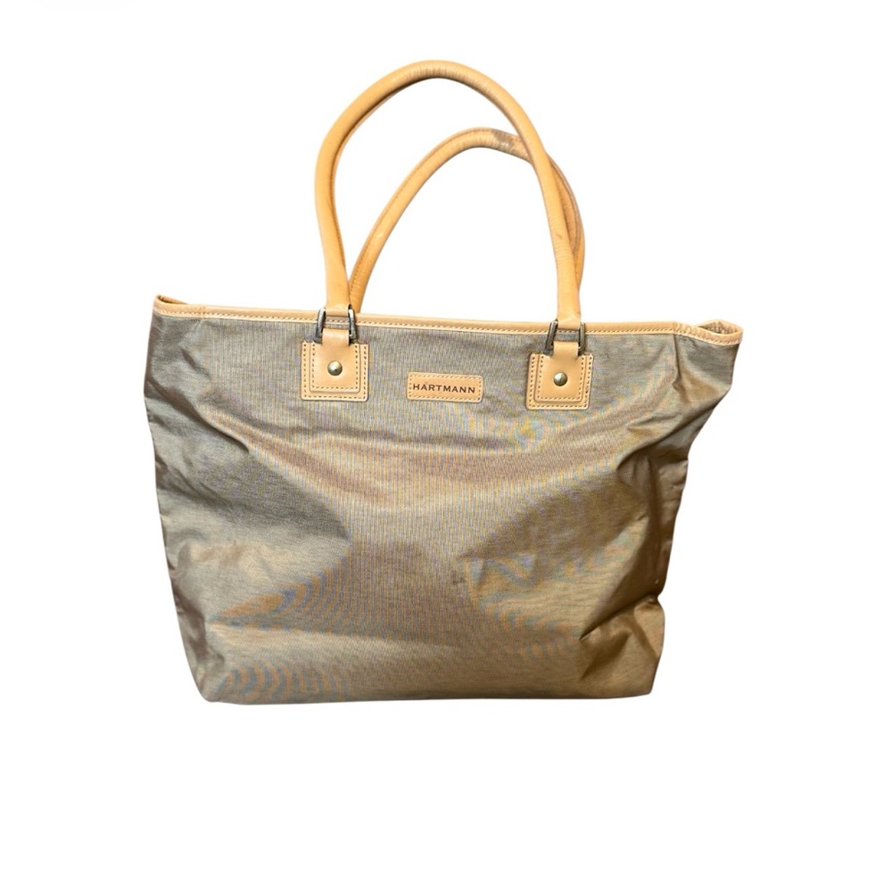 Vintage Hartmann Nylon Tote Bag Champagne Gold Leather Trim